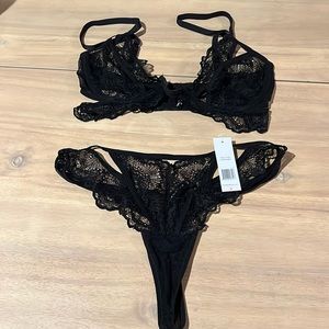 NWT thistle & spire black lace intimate lingerie set